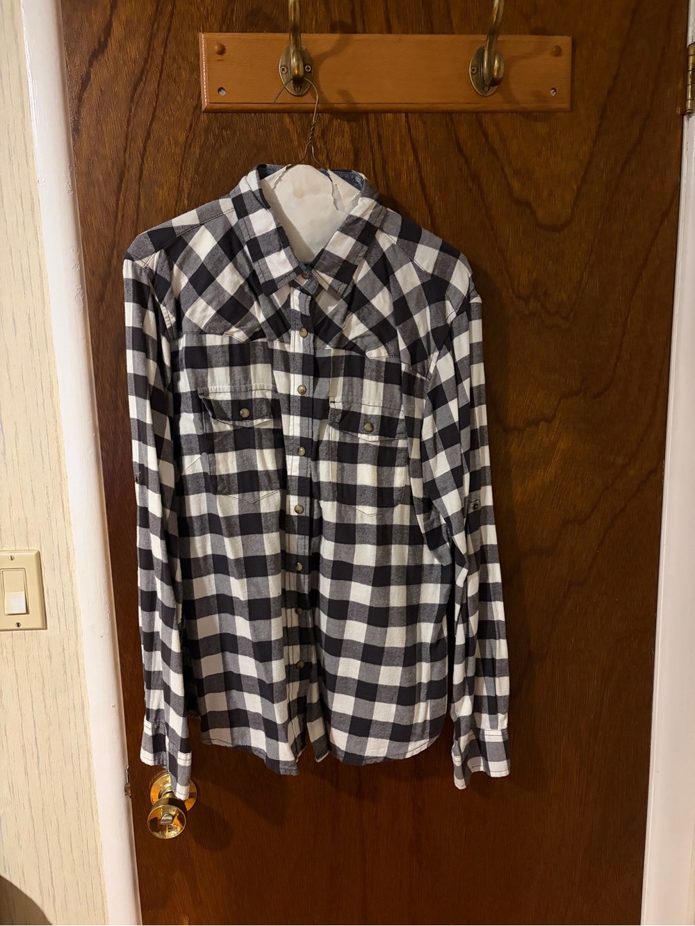 JACHS Girlfriend Black and White Check Button-Down Shirt